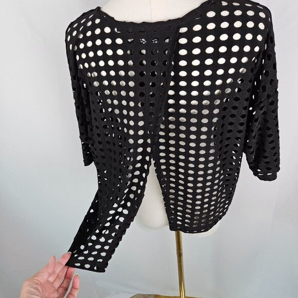 Clara Sunwoo Black Open Back Laser Cut Polka Dot Top Small - Picture 4 of 8